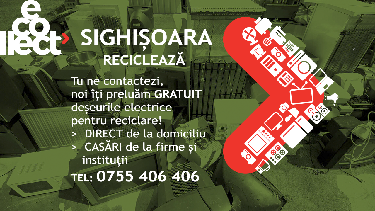 Anunț public privind Campania de Mediu colectare Deșeuri de Echipamente Electrice și Electronice (DEEE) în Municipiul Sighișoara